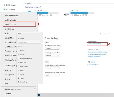 Accessing Power Options