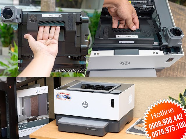 Alt: Hình ảnh kỹ thuật viên đang kiểm tra và sửa chữa máy in HP.