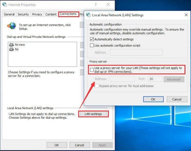 Alt: Hình ảnh minh họa cách thiết lập lại Proxy trên Windows.