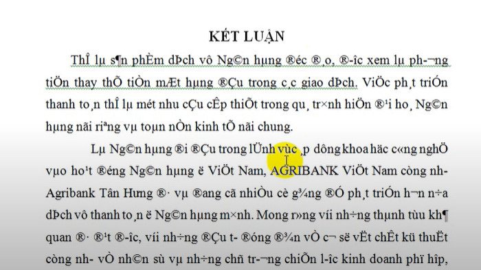 alt text: Ví dụ về lỗi font chữ, chữ bị hiển thị sai, méo mó, khó đọc.