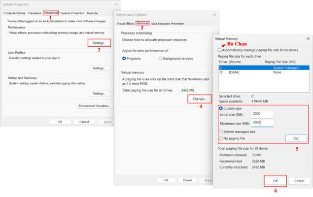 Ảnh minh họa tăng bộ nhớ ảo
