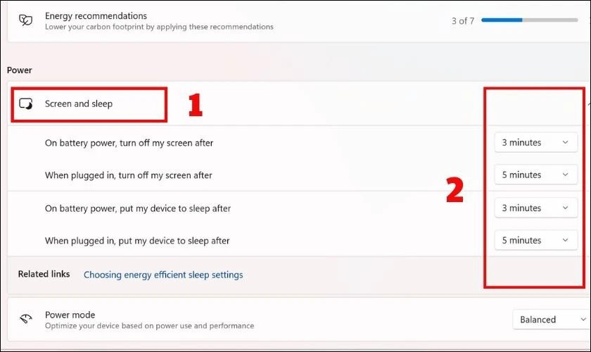 Cài đặt chế độ ngủ trên Windows