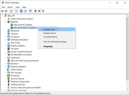 Cập nhật driver pin