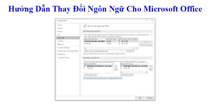 Giao diện Microsoft Word bằng tiếng Anh