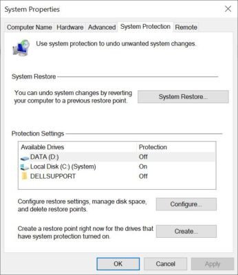 Giao diện System Restore