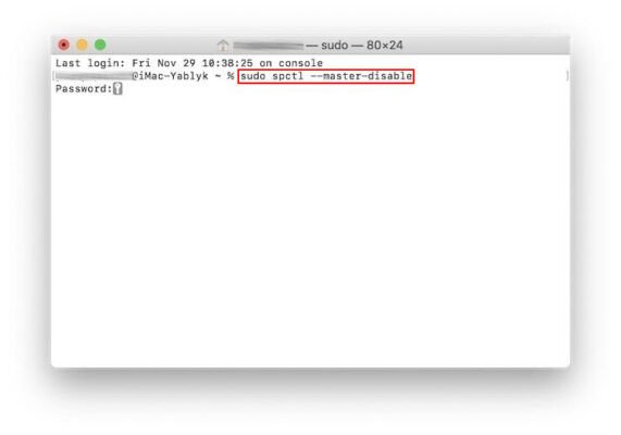 Hình ảnh minh họa cách tắt Gatekeeper trên MacBook