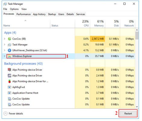 Khởi Động Lại File Explorer