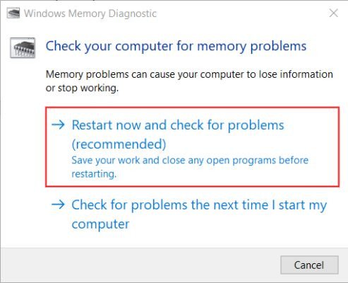 Kiểm tra RAM bằng Windows Memory Diagnostic