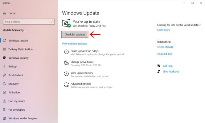 Kiểm tra Windows Update