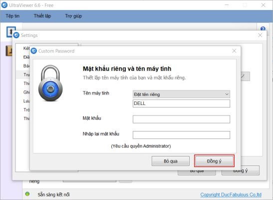 Lưu cài đặt mật khẩu riêng