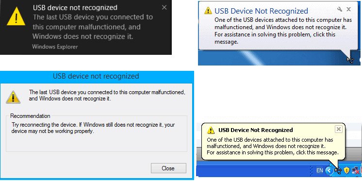 Nguyên nhân gây lỗi “USB Device Not Recognized”