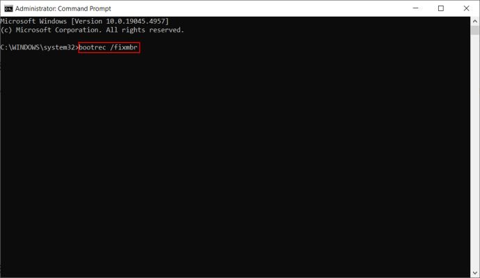 Sử dụng lệnh bootrec trong Command Prompt