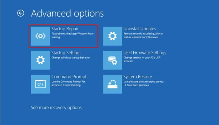 Sử dụng Startup Repair