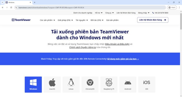 Tải TeamViewer từ trang web chính thức