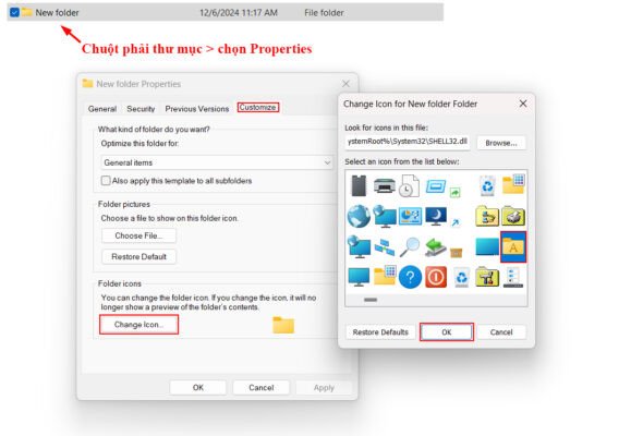 Thay đổi icon thư mục trực tiếp