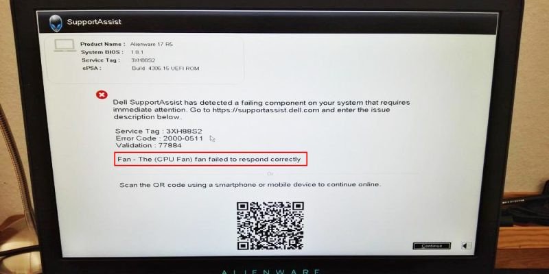 The (CPU fan) fan failed to respond correctly