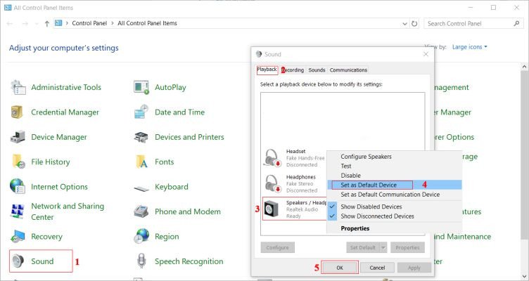 Thiết lập âm thanh trên hệ điều hành