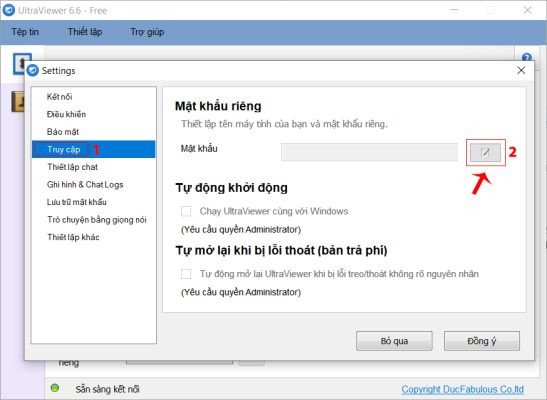 Thiết lập mật khẩu riêng trong UltraViewer