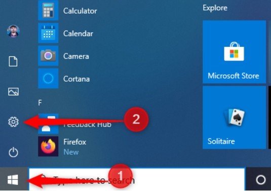 Mở ứng dụng Settings Windows 10 từ Start menu