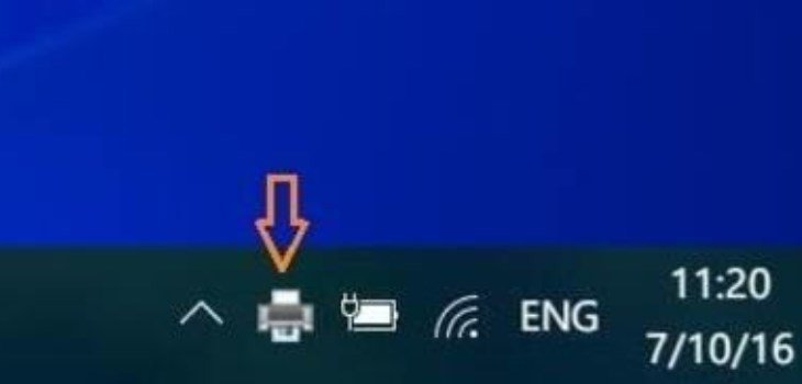 Biểu tượng máy in trên thanh Taskbar để xóa lệnh in đang chờ