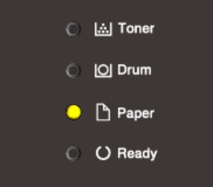 Đèn Paper sáng báo hiệu reset toner thành công