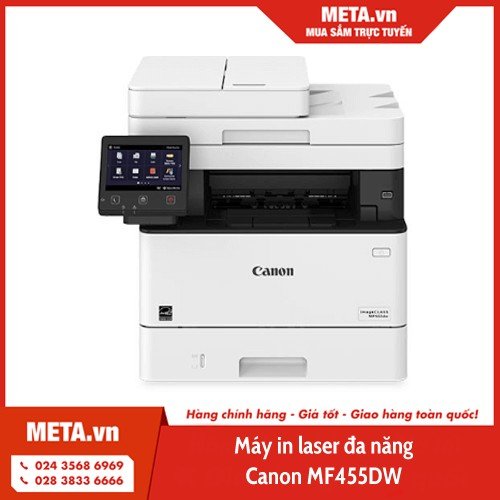 Máy in laser đa năng Canon MF455DW cho văn phòng với khay nạp giấy trên
