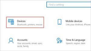Chọn mục Devices trong Settings để bắt đầu quá trình cài đặt máy in vào laptop qua WiFi