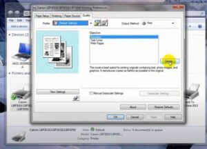 Giao diện Printing Preferences với nút Details để tinh chỉnh độ đậm mực in Canon
