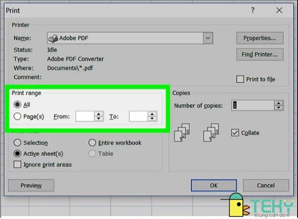 Đặt số lượng bản sao khi in file Excel trên hệ điều hành Mac