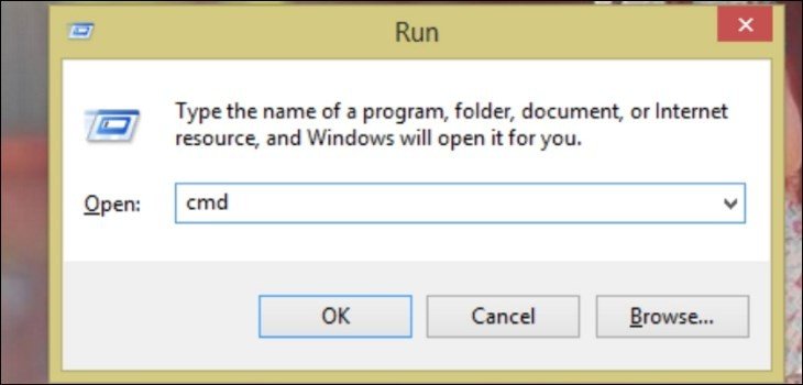 Mở hộp thoại Run và nhập CMD để khởi chạy Command Prompt
