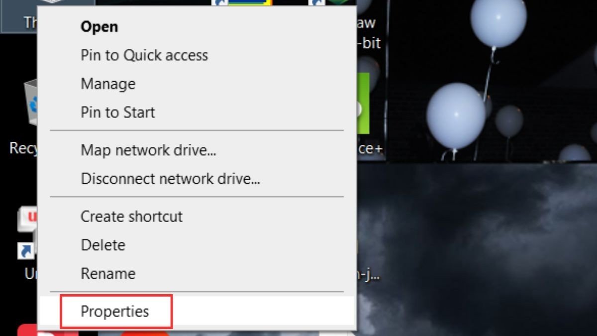 Chọn Properties từ menu chuột phải của This PC