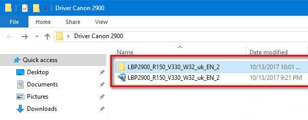 Giải nén file driver Canon 2900 đã tải về