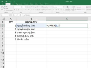 Áp dụng hàm LOWER trong Excel để chuyển đổi văn bản in hoa thành chữ thường