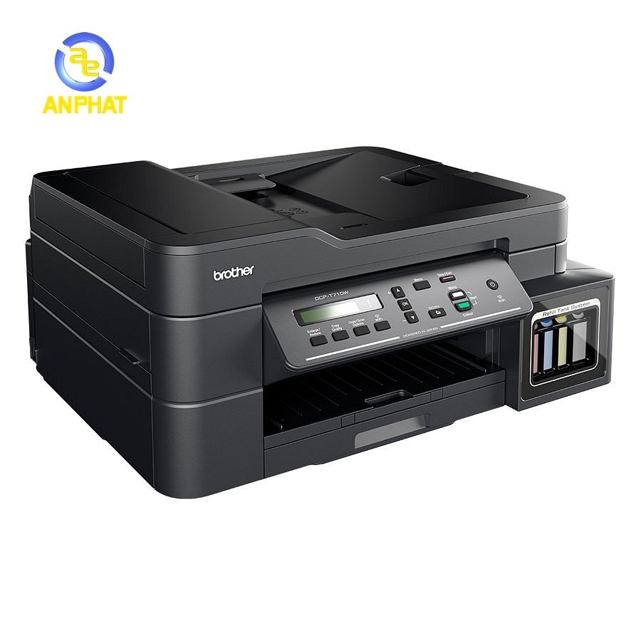 Bảng điều khiển và khay giấy trên máy in đa năng Brother DCP T710W