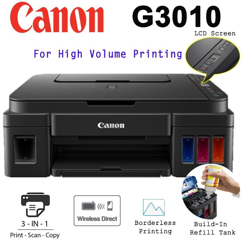 Máy in Canon Pixma G3010 với thiết kế bình mực tích hợp