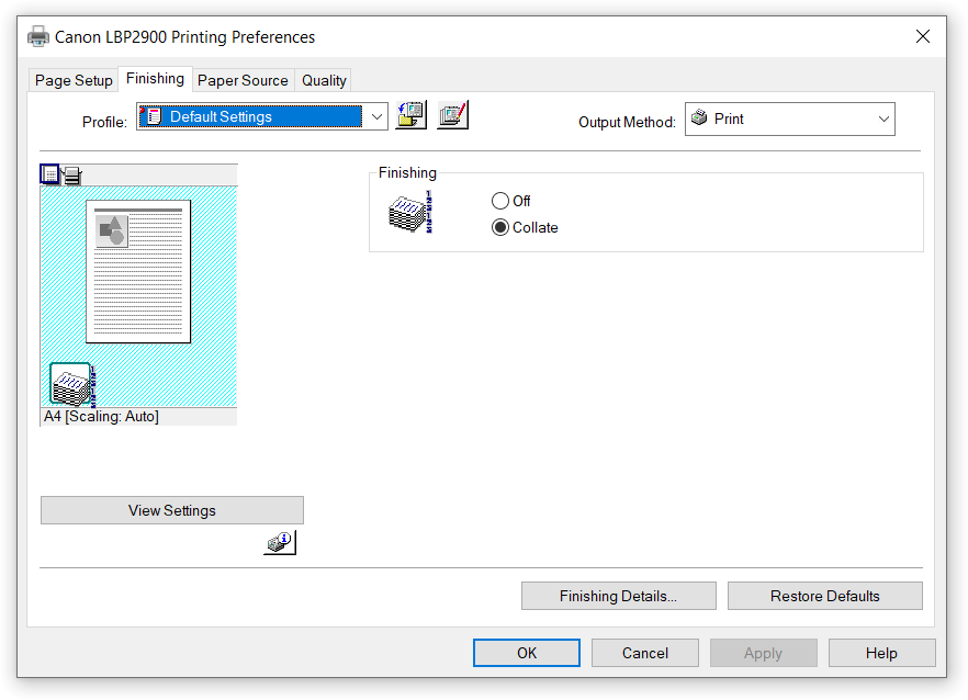 Tùy chọn hoàn thiện bản in Collated và Uncollated trên Canon LBP 2900