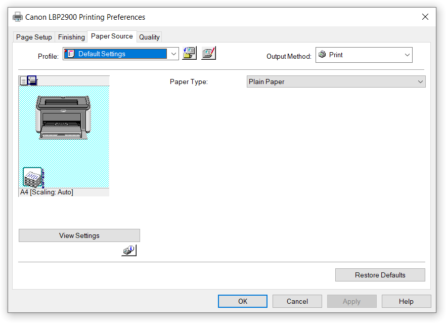 Lựa chọn nguồn giấy và loại giấy cho máy in Canon LBP 2900