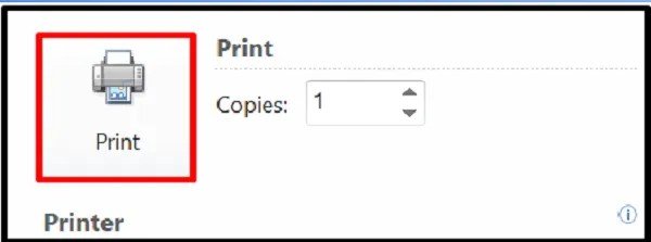 Nút Print cuối cùng để bắt đầu quá trình in tài liệu từ Word