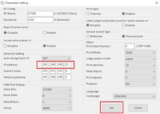 Cài đặt địa chỉ IP mới cho máy in qua phần mềm HPRTUtility