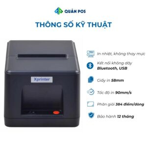 Thông số kỹ thuật cơ bản của máy in hóa đơn Xprinter 58iiB