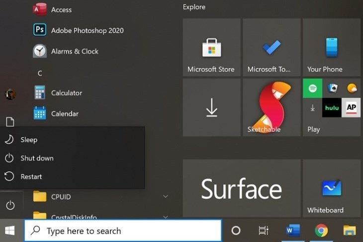 Giao diện Windows với tùy chọn Restart để khắc phục sự cố máy in không lệnh