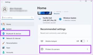 Chọn máy in trong danh sách thiết bị Windows 11