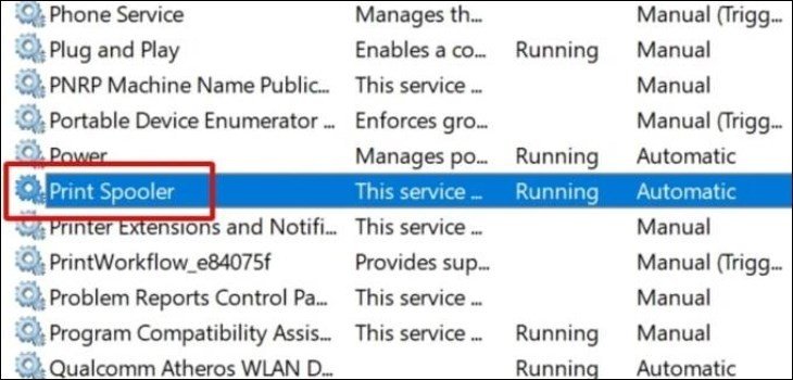 Cửa sổ thuộc tính Properties của Print Spooler để dừng dịch vụ