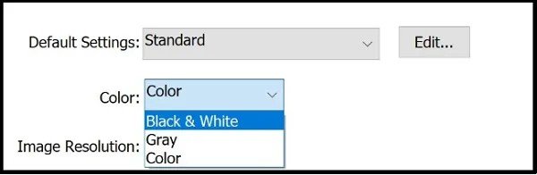 Cài đặt màu sắc (Color/Grayscale) trong Printer Properties để chọn chế độ in màu hoặc đen trắng