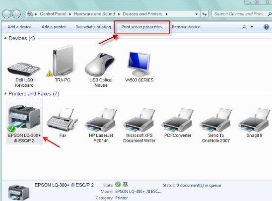 Máy in hóa đơn kết nối thành công trong Devices and Printers