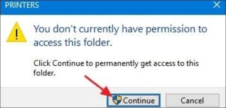 Truy cập thư mục PRINTERS để xóa các file lệnh in bị kẹt