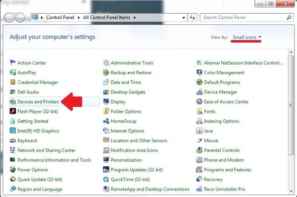Giao diện Devices and Printers trong Control Panel Windows