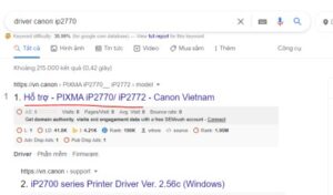 Tìm kiếm driver máy in Canon iP2770 trên Google