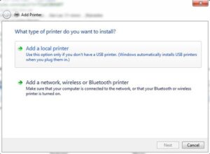 Chọn Add a network, wireless or Bluetooth printer để hệ thống tìm máy in trong mạng LAN