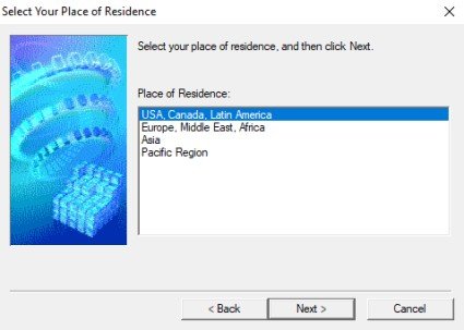 Chọn khu vực hoặc quốc gia khi cài đặt driver Canon